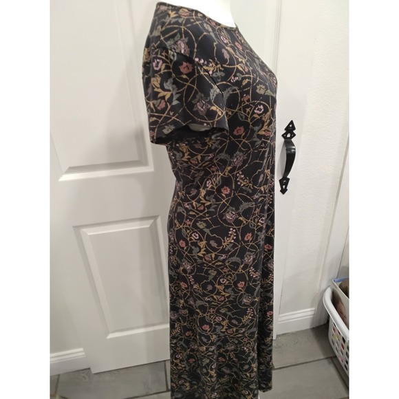 Peruvian Connection Floral Maxi Dress Size Medium Black Pink Yellow Elegant - Picture 3 of 5